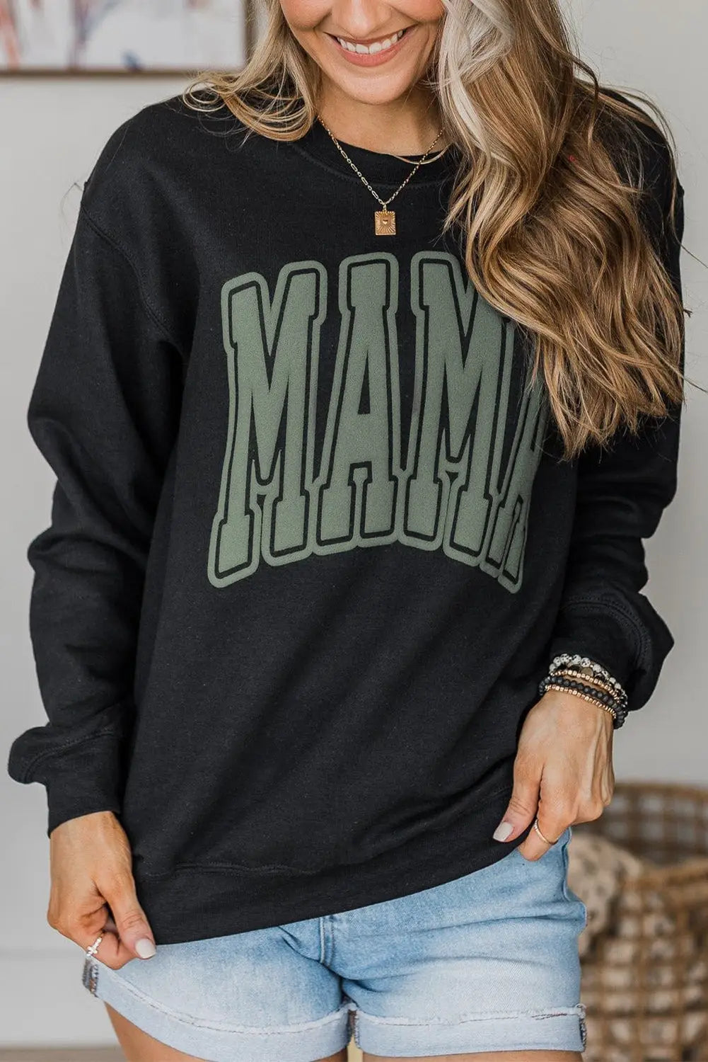 Black Mama Varsity Crew Neck Sweatshirt - Life Store