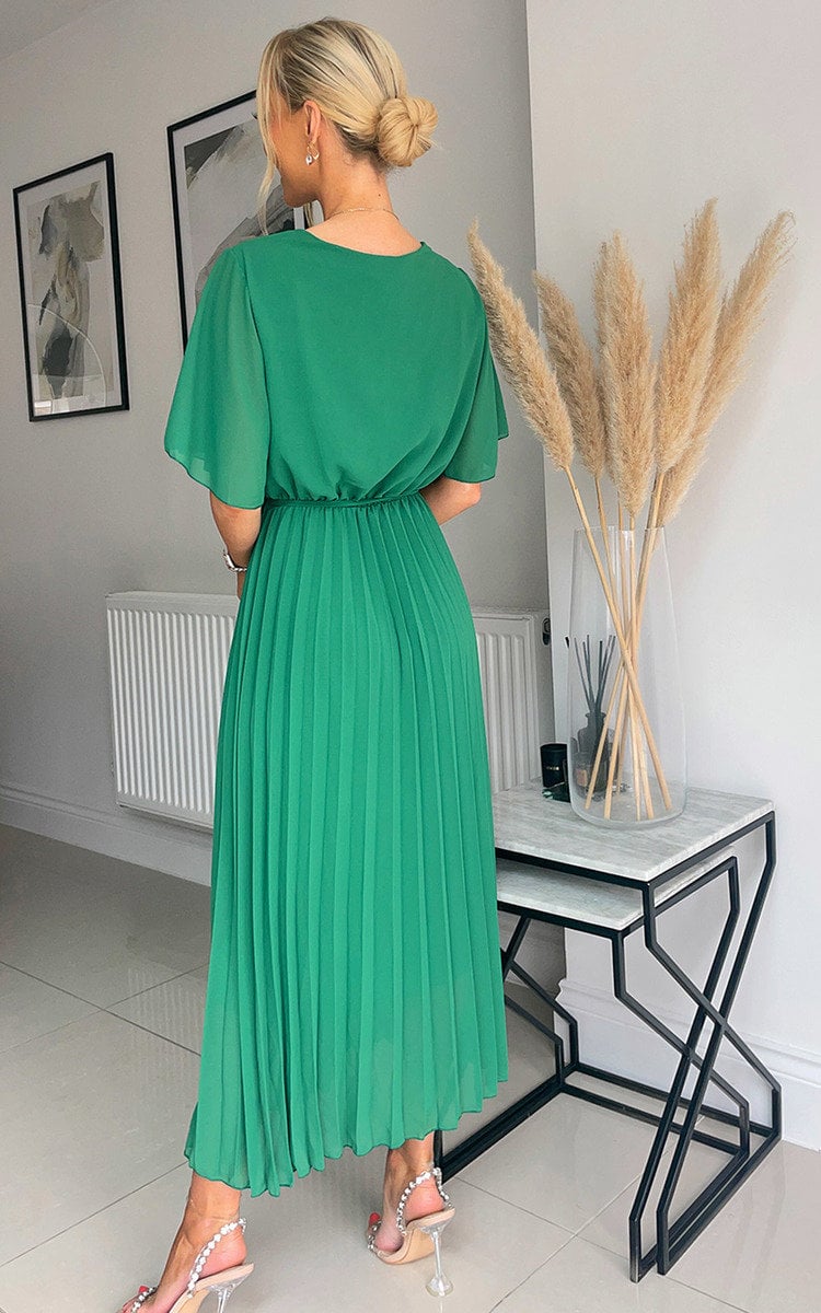 Pleated Wrap Front Maxi Dress Life Store