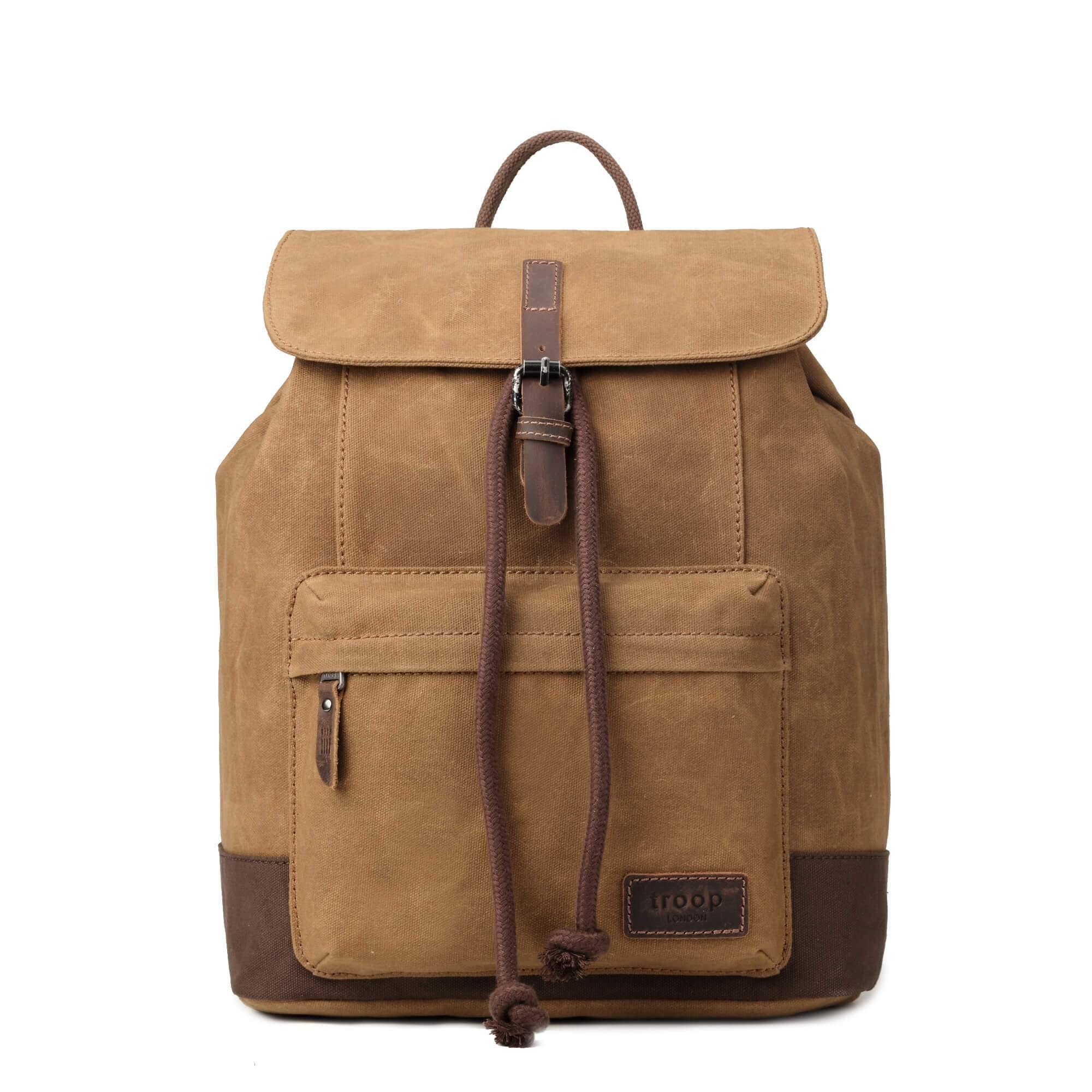 TRP0442 Troop London Heritage Canvas Laptop Backpack, Smart Casual
